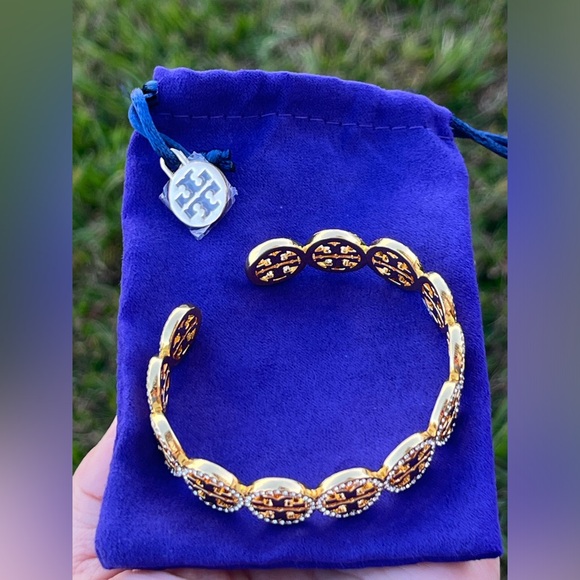 NWT Tory Burch Logo Cuff Bracelet with Tory Burch Dust Bag. - Picture 6 of 12